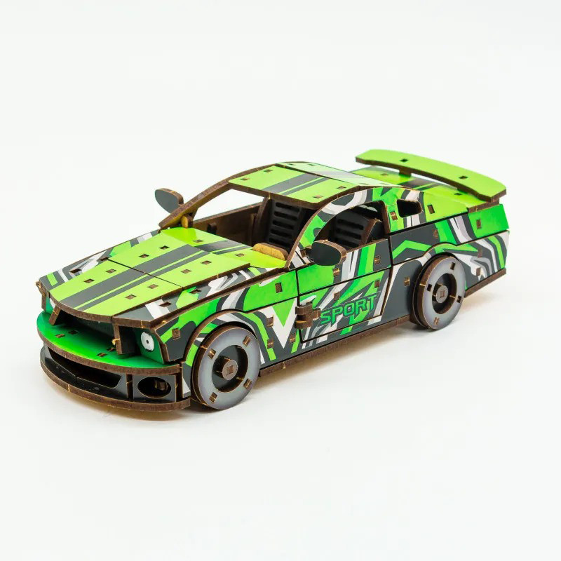Деревянный 3D конструктор Mustang GT PuzzleOK Puz-00640, 162 детали