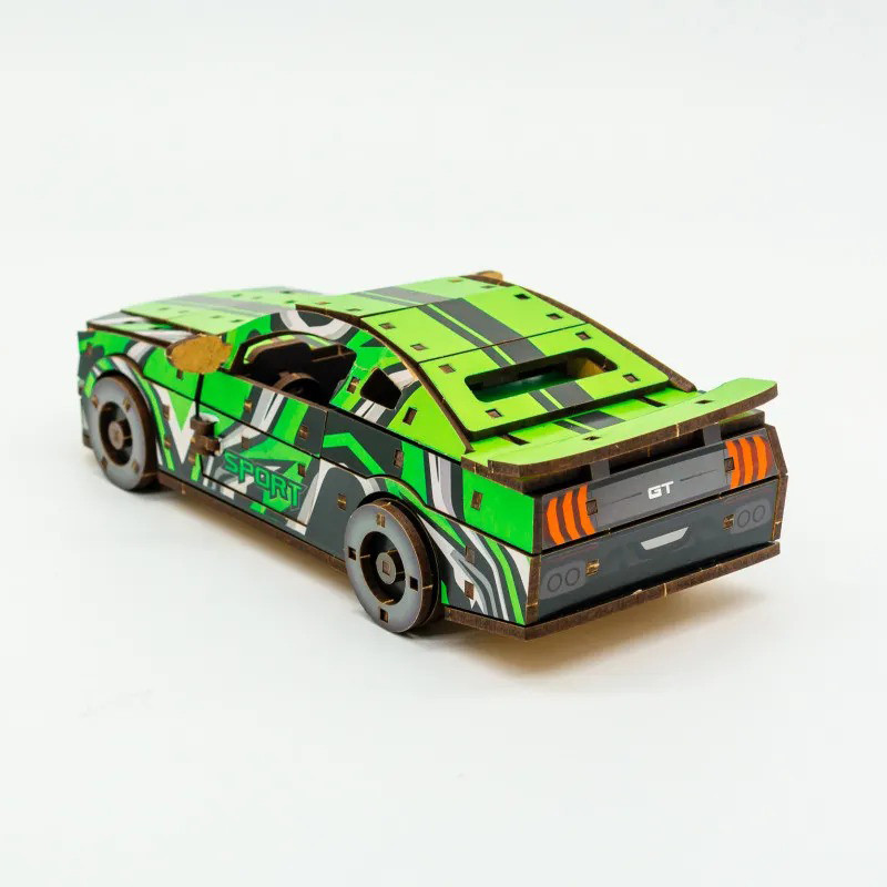 Деревянный 3D конструктор Mustang GT PuzzleOK Puz-00640, 162 детали