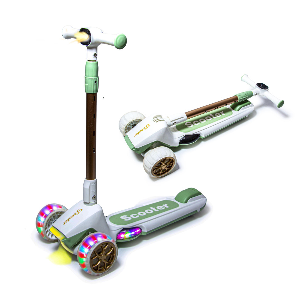 Дитячий триколісний самокат Scale Sports Smart 1186701969 зелений, світло та звук