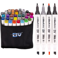 Набір скетч-маркерів Bavi BV800-36 36 кольорів, спиртові двосторонні маркери, 15 см