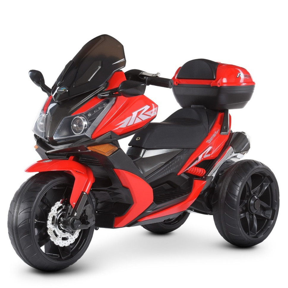 Дитячий електромобіль Мотоцикл Bambi Racer M 4852EL-3, 1аккум12V7AH, 2мотора 35W, шкір.сид., EVA, червоний