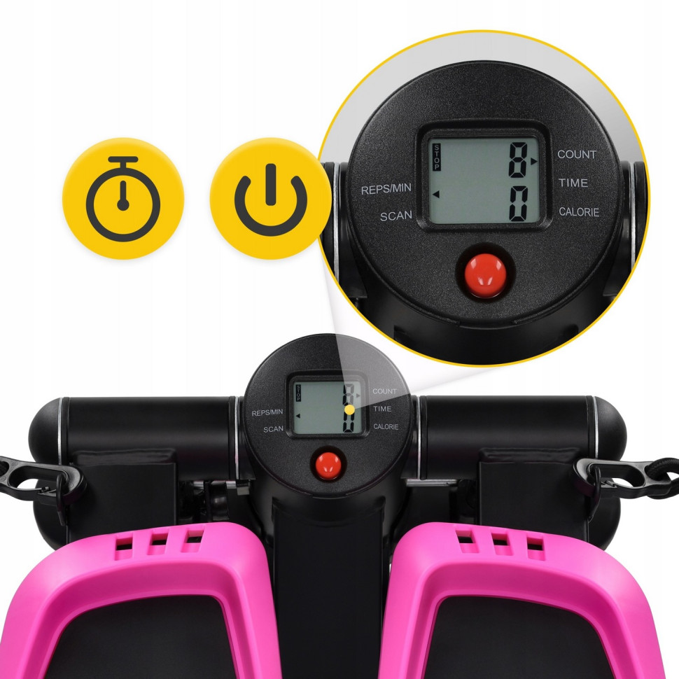 Степпер міні-степпер з еспандерами Evo 4FIZJO P-5905973403870 Black/Pink