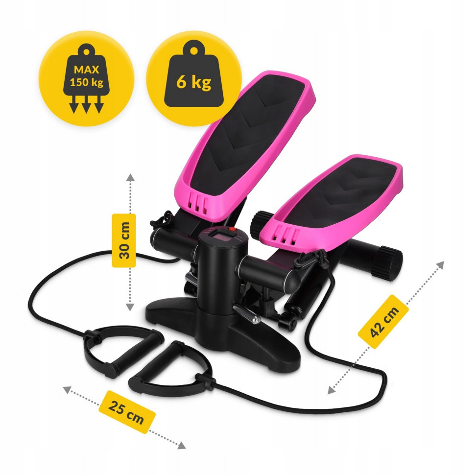 Степпер міні-степпер з еспандерами Evo 4FIZJO P-5905973403870 Black/Pink