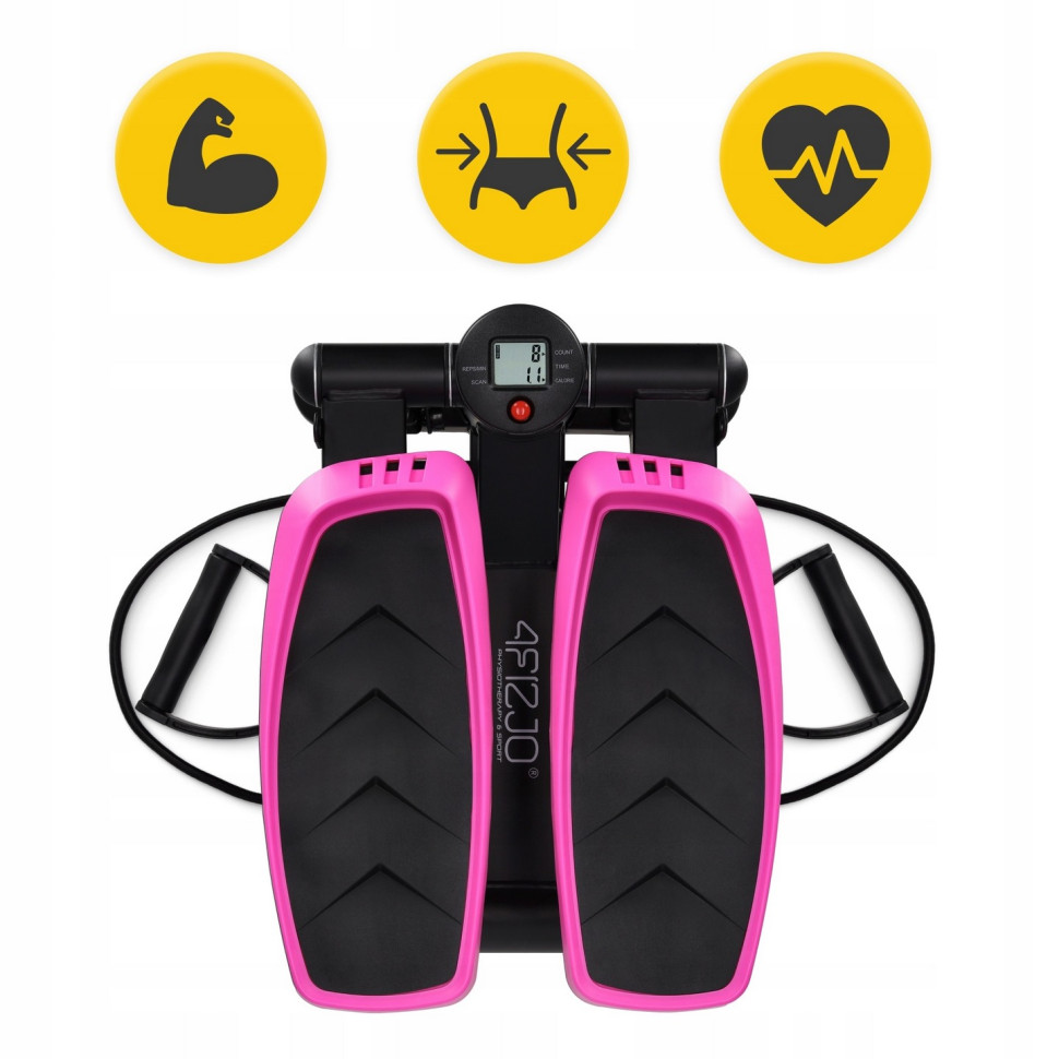 Степпер міні-степпер з еспандерами Evo 4FIZJO P-5905973403870 Black/Pink