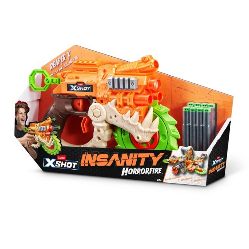 Детский скорострельный бластер Insanity Horrorfire Reaper-x X-Shot 36730, 8 патронов