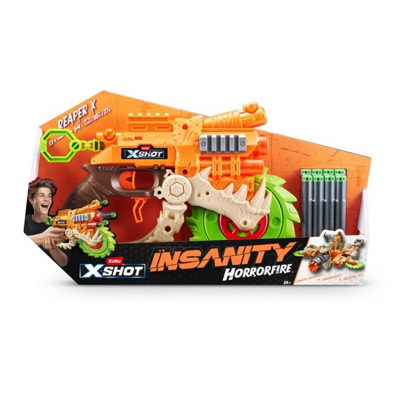 Детский скорострельный бластер Insanity Horrorfire Reaper-x X-Shot 36730, 8 патронов