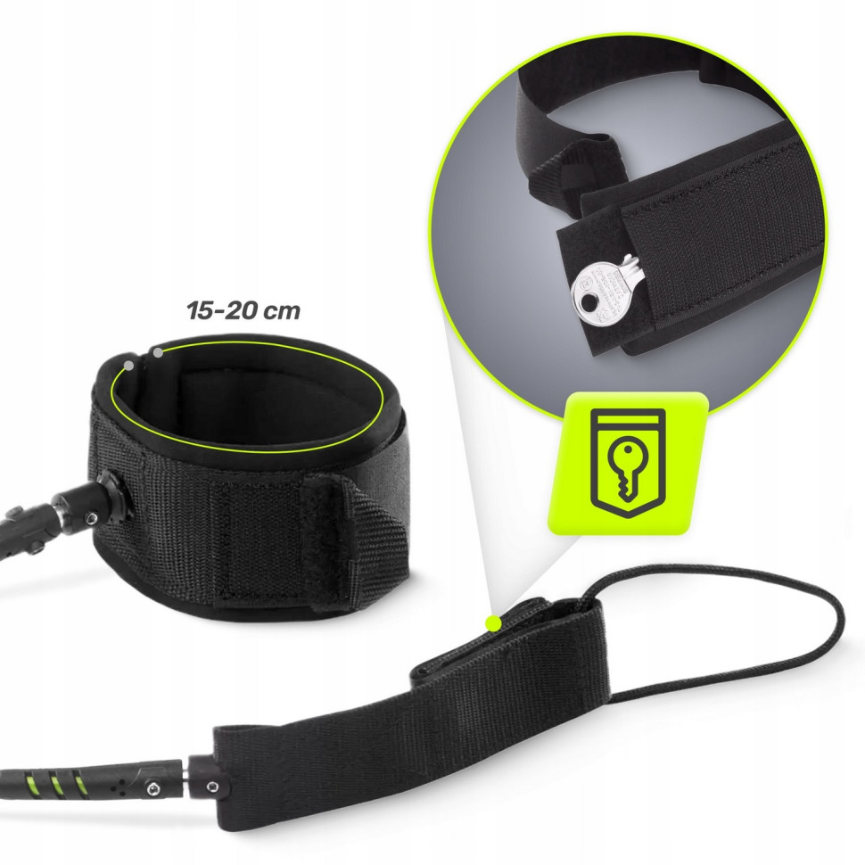 Страхувальний для дошки SUP-Leash TSUNAMI P-5907739316479 Black/Green