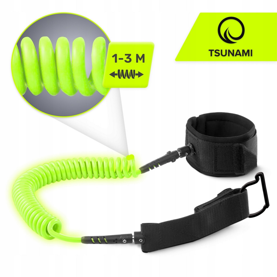 Страхувальний для дошки SUP-Leash TSUNAMI P-5907739316479 Black/Green