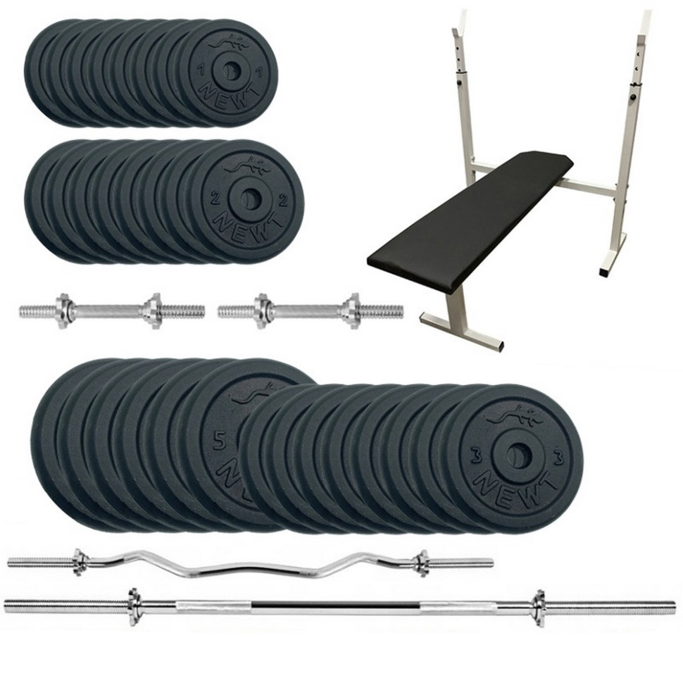 Скамья для жима с набором штанг и гантелей Gym Set-STHW Home Newt NE-M-STHW-SET-89, 94 кг