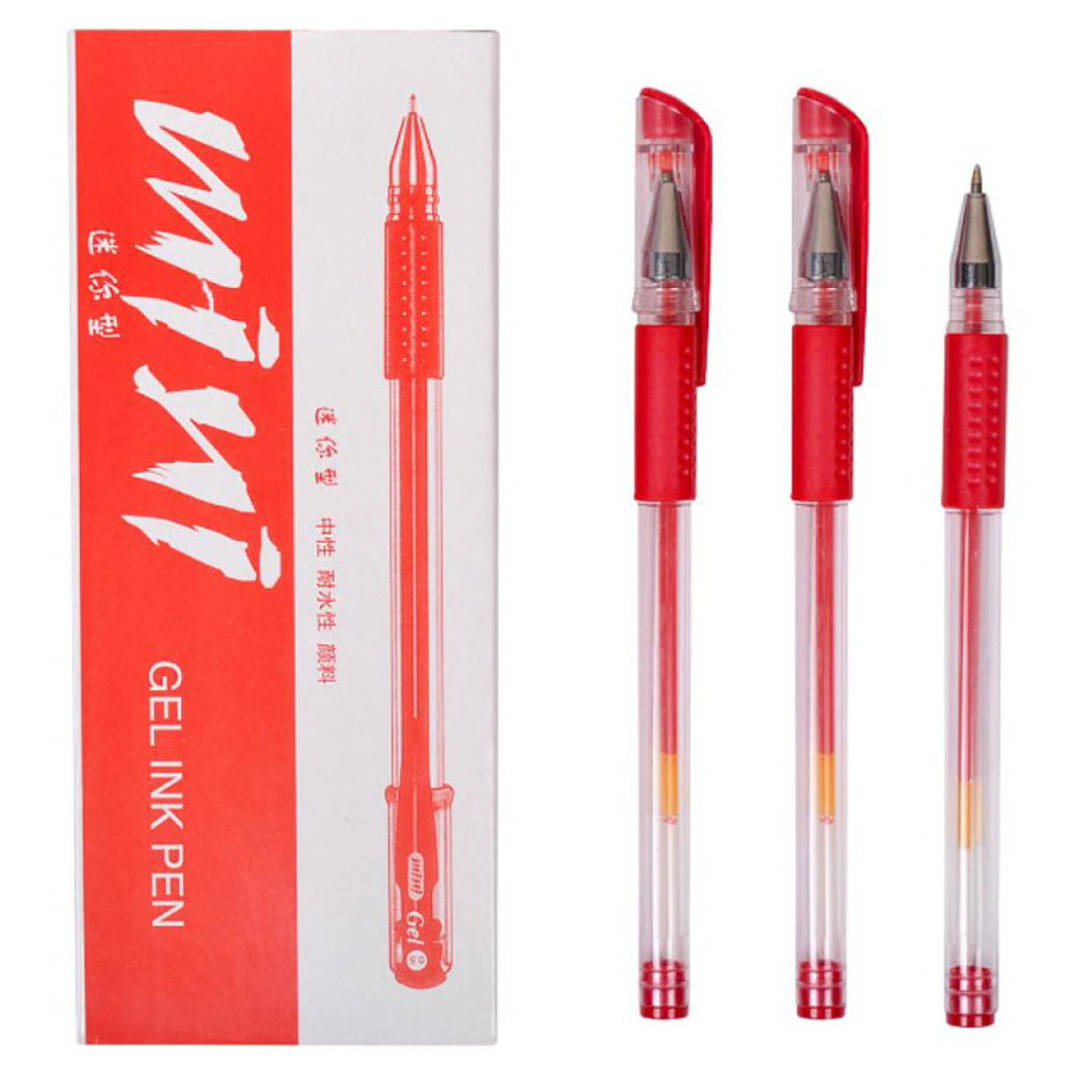 Ручка гелевая красная Bambi 168/102(Red) длина ручки 15 см, толщина линии письма 0,5 мм