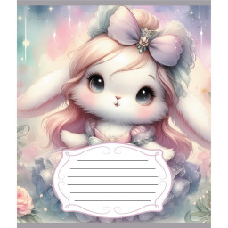 Тетрадь ученическая "Зайка" Leader 012-590522C-3 в косую линию, 12 листов