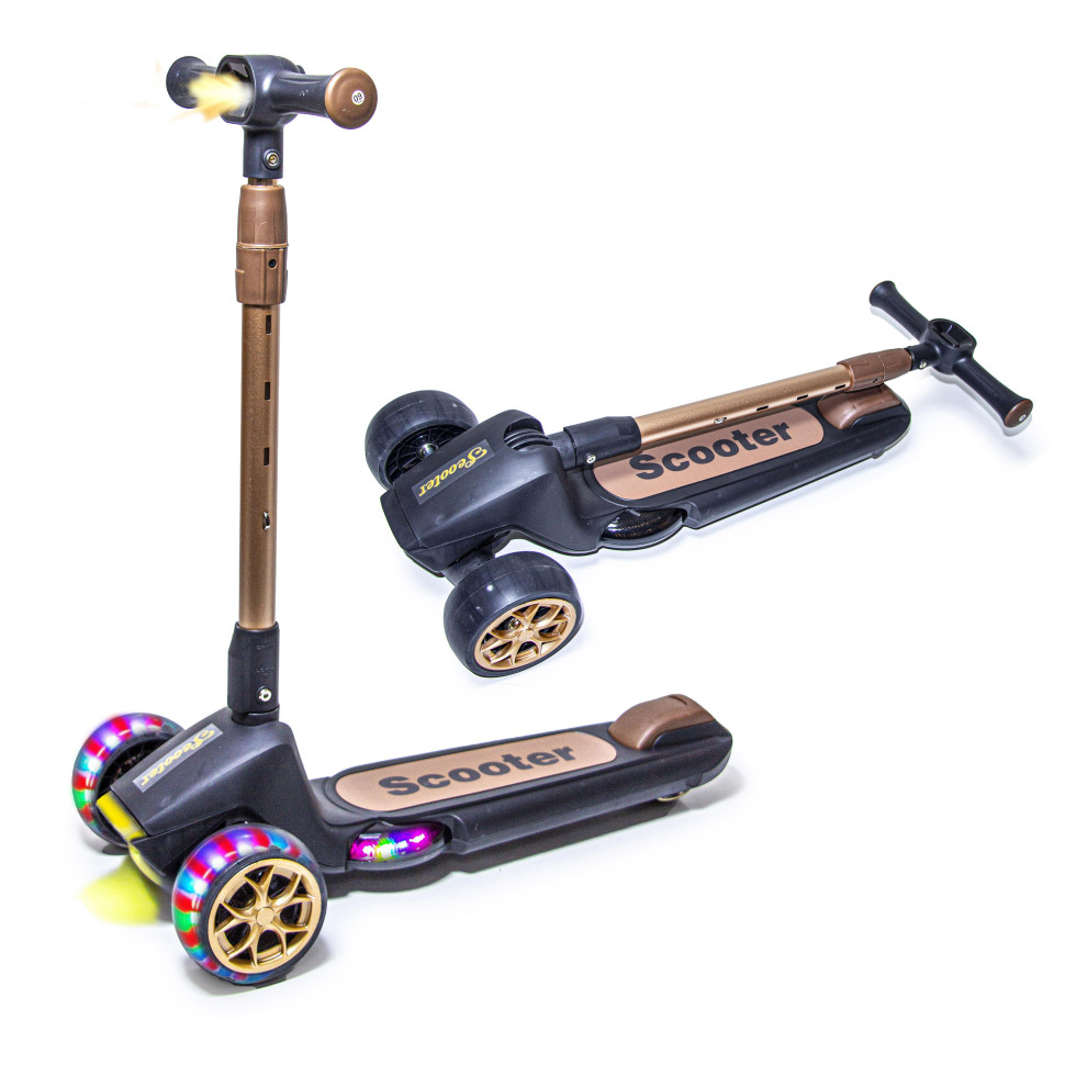 Детский трехколесный самокат Scale Sports Smart 1484198853 черный, свет и звук