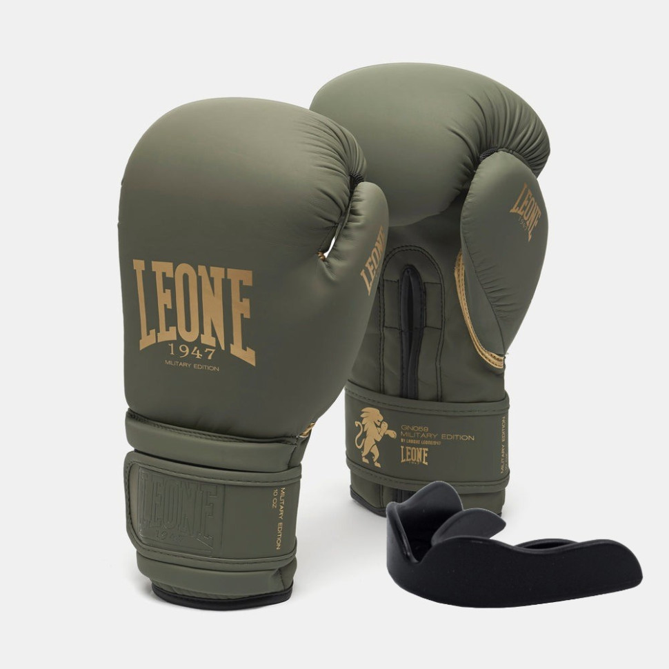 Боксерские перчатки GN059G MILITARY EDITION Leone GN059G_Green_14oz 14 унций (капа в комплекте)