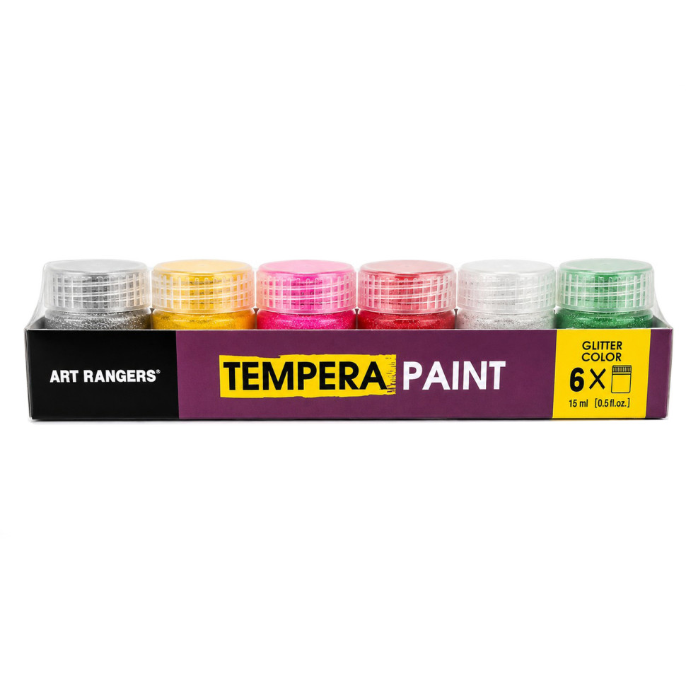 Набор красок TEMPERA Glitter Art Rangers PT24.06015.A водорастворимые, 6 цветов, 15 мл