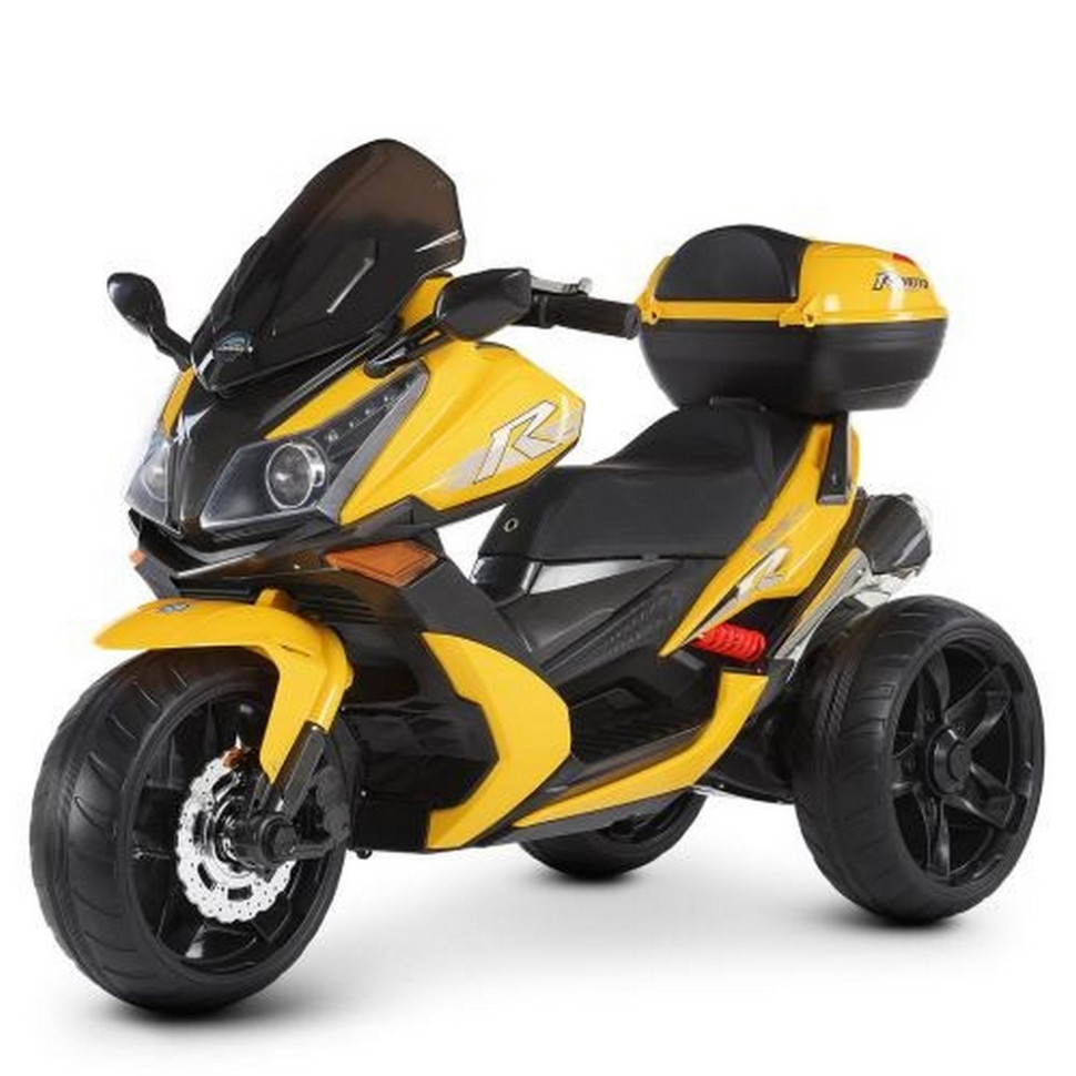 Дитячий електромобіль Мотоцикл Bambi Racer M 4852EL-6, 1аккум12V7AH, 2мотора 35W, шкір.сид., EVA, чорно-жовтий