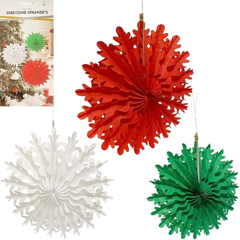 Набір підвісних паперових новорічних прикрас