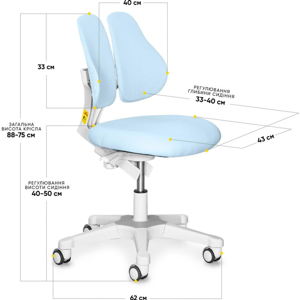 Дитяче крісло Mio Lite ErgoKids Y-208 KBL, Blue 60 кг