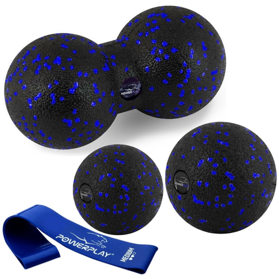 Набір для масажу та йоги 3 в 1 PowerPlay PP_4092_Blue комплект з 3 штук + резинка 7,5 кг