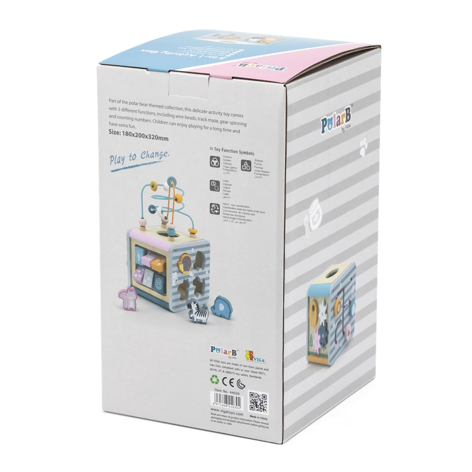 Бізікуб 5 в 1 Viga Toys PolarB 44030 дерев'яний