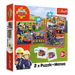 Пазл детский 2 в 1 "Команда пожарника Сэма" Fireman Sam Trefl 93334 с игрой Мемо
