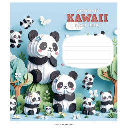 Тетрадь ученическая "Kawaii" Школярик 012-3398C-4 в косую линию, 12 листов
