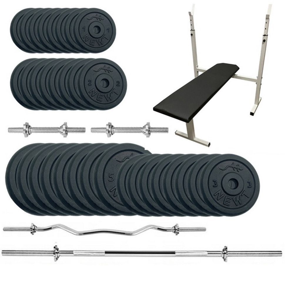 Скамья для жима с набором штанг и гантелей Gym Set-STHW Home Newt NE-M-STHW-SET-95, 99 кг