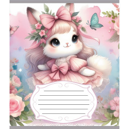 Тетрадь ученическая "Зайка" Leader 012-590522C-4 в косую линию, 12 листов