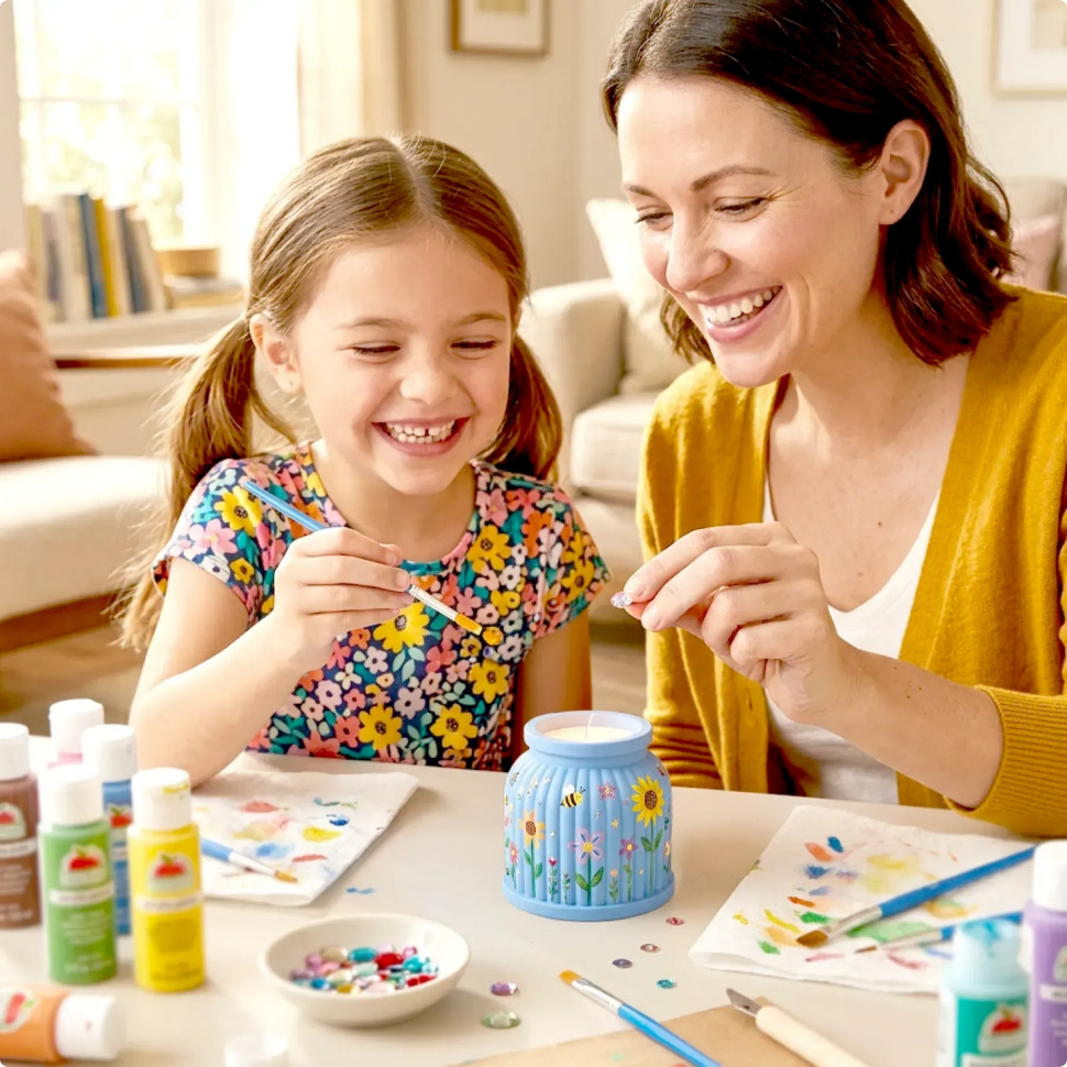 Набір для виготовлення підсвічника зі свічкою та кришкою Alexes GP-002 з гіпсу