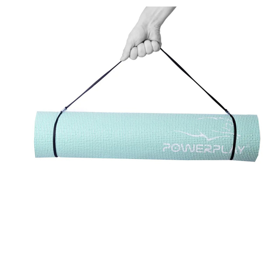 Коврик для йоги и фитнеса PowerPlay PP_4010_Mint_(173*0,6), (173x61x0.6), мятный