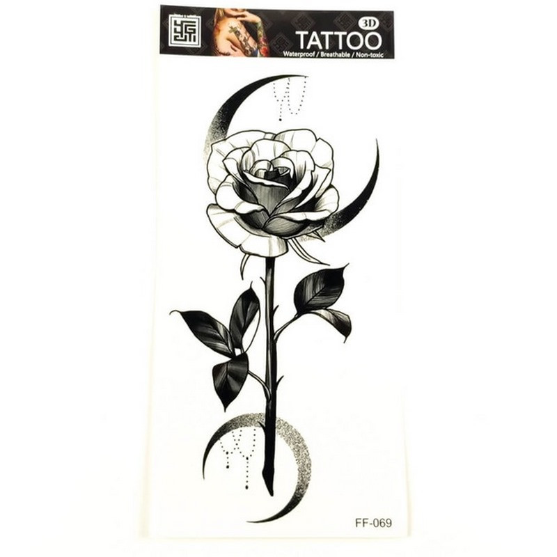 Временное тату «Роза» Fresh Tattoo FF-069 размер 19 х 9 см