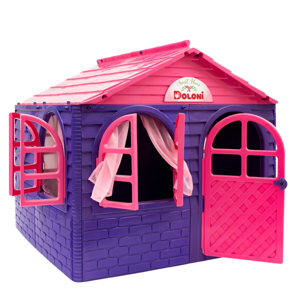 Детский игровой Домик со шторками DOLONI TOYS 02550/1 пластик, 129х129х120 см