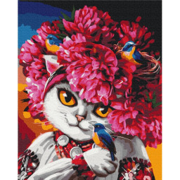 Картина по номерам "Цветущая кошка" ©Марианна Пащук Brushme BS53223, 40х50 см