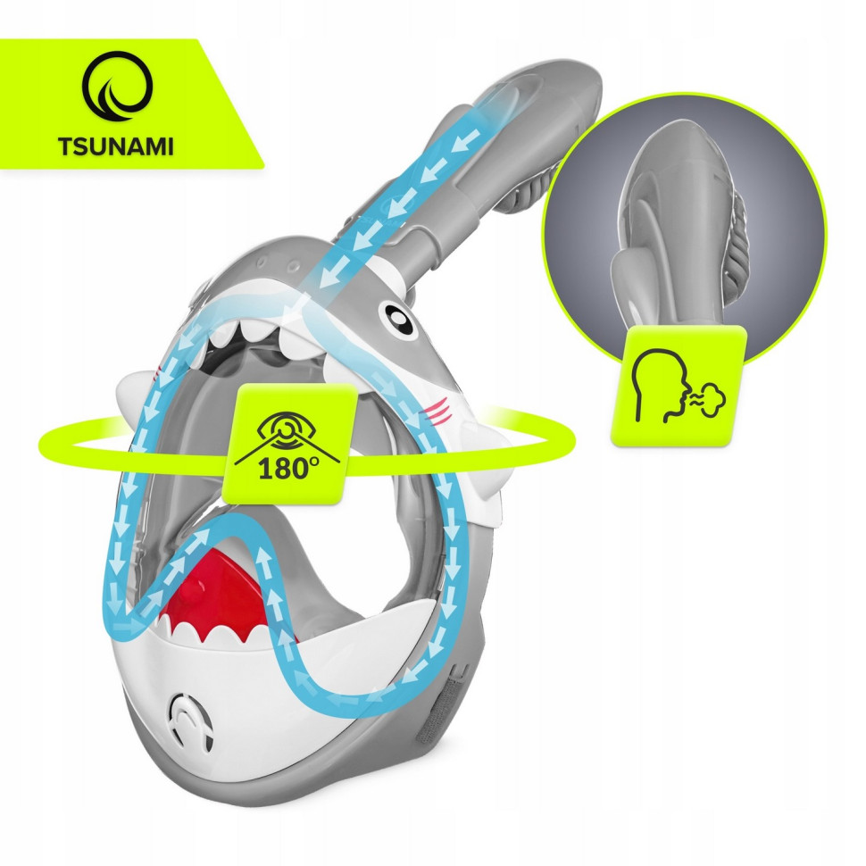 Маска для снорклинга полнолицевая Shark TSUNAMI P-5905973405447 Grey