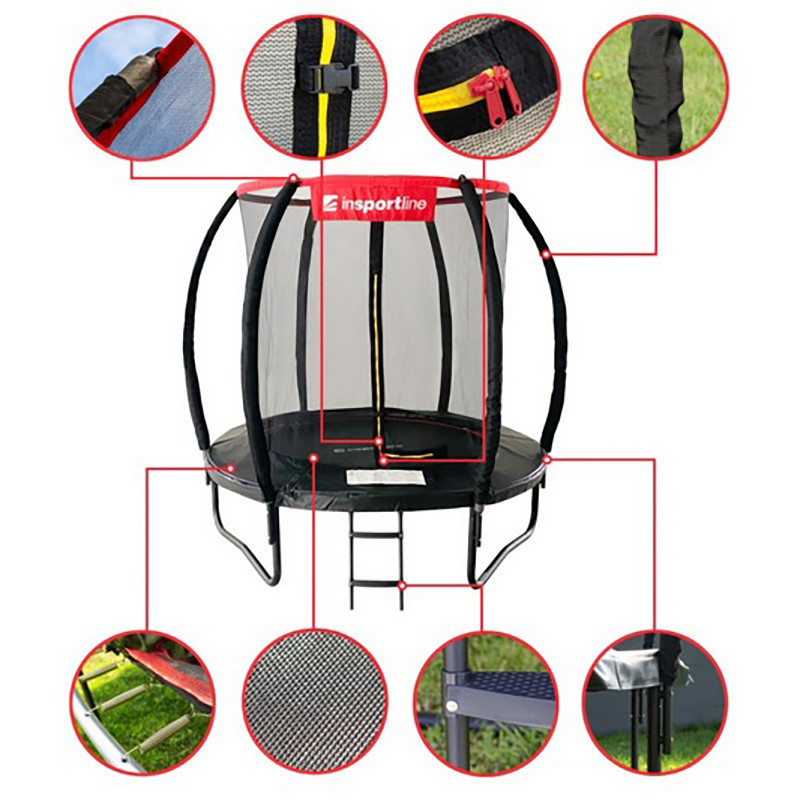 Батут з внутрішньою сіткою Flea PRO inSPORTline 23877 чорний 183 см 