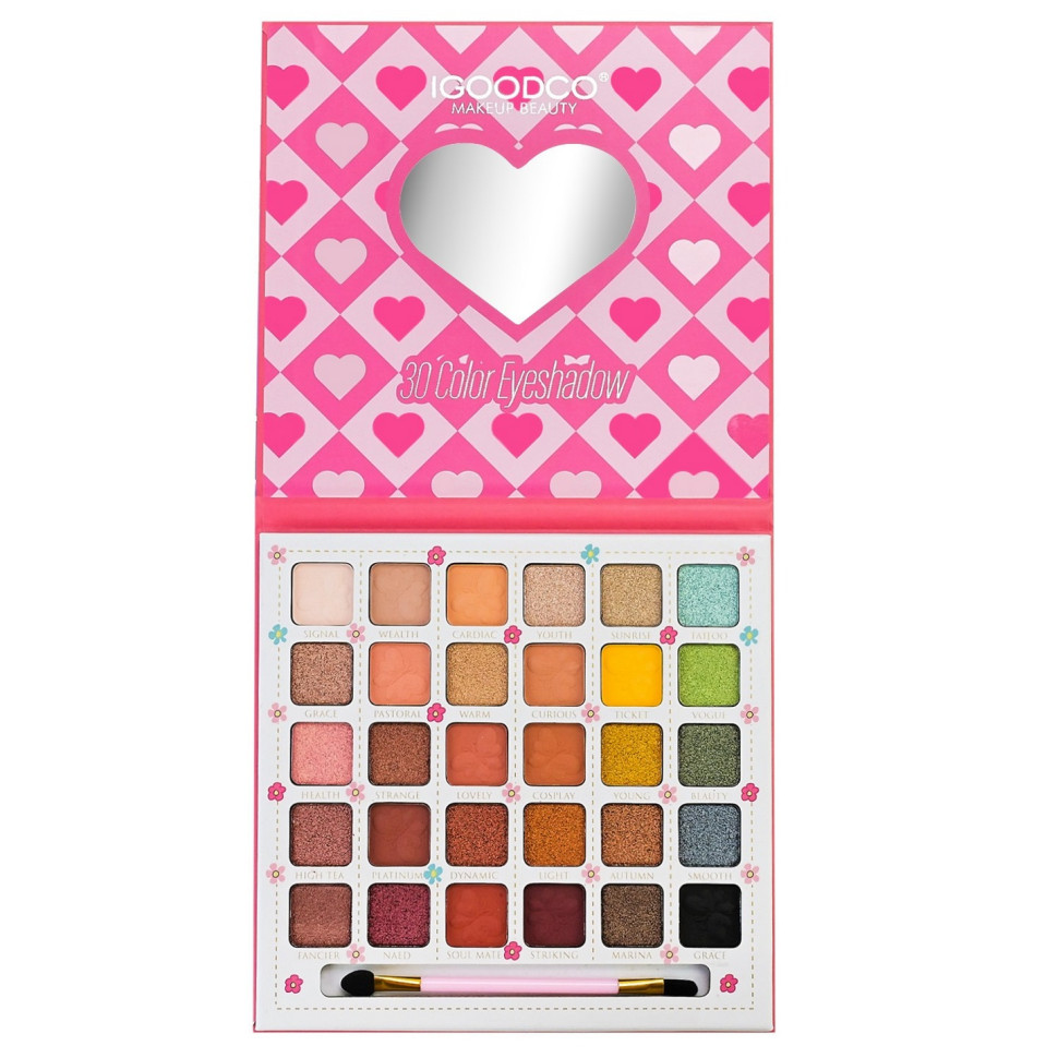 Детская палетка теней для век Igoodco IG3125, 30 цветов, с кисточкой