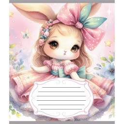 Тетрадь ученическая "Зайка" Leader 012-590522C-5 в косую линию, 12 листов