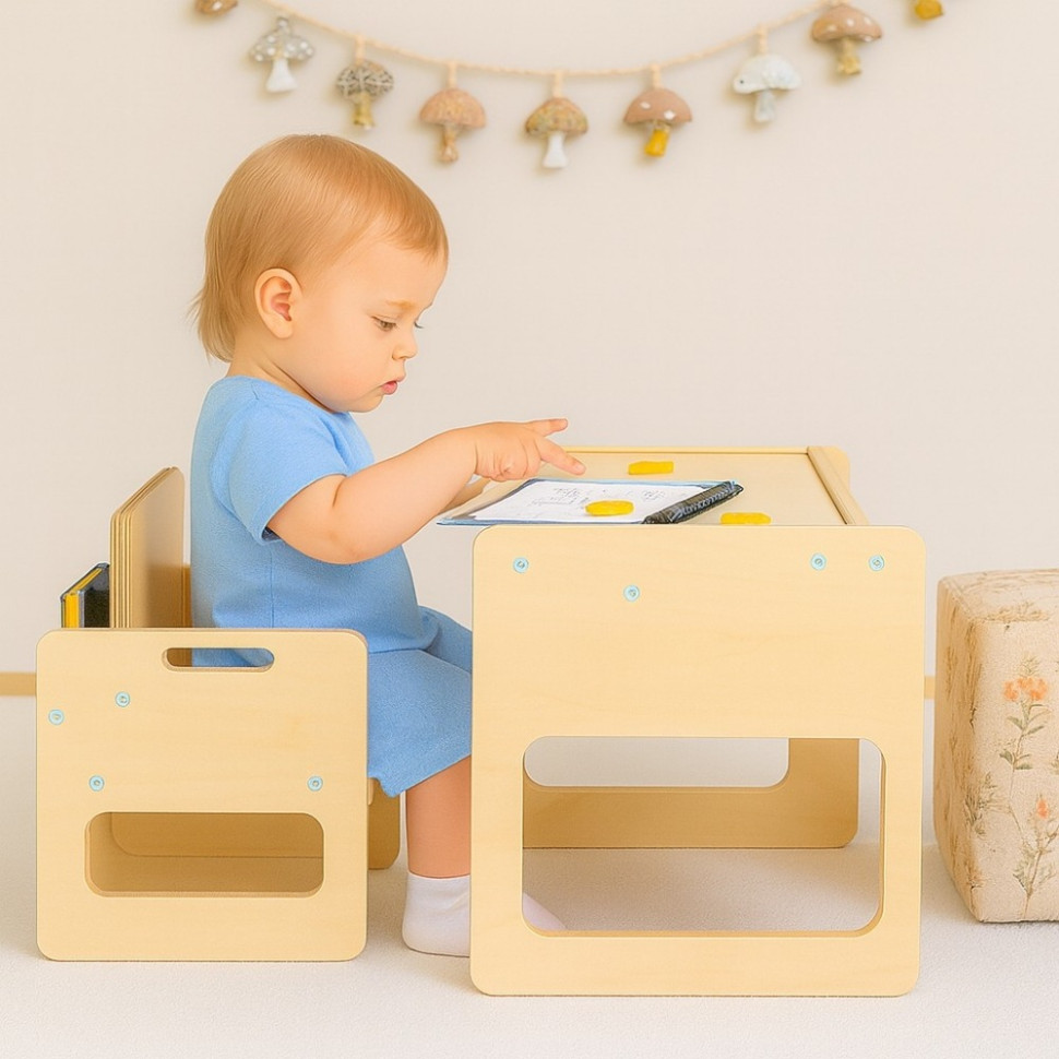 Набор мебели монтессори с книжной полкой 2 в 1 TIA-SPORT sm-1882 размер M