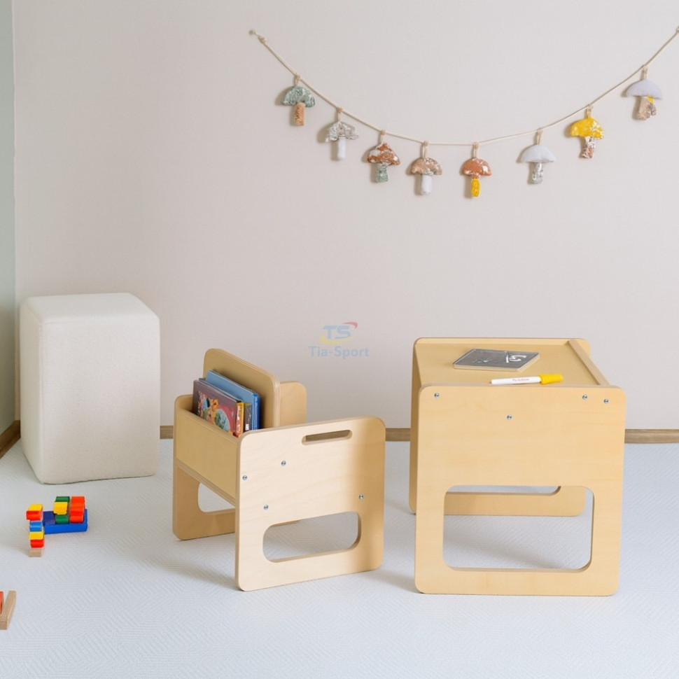 Набор мебели монтессори с книжной полкой 2 в 1 TIA-SPORT sm-1882 размер M
