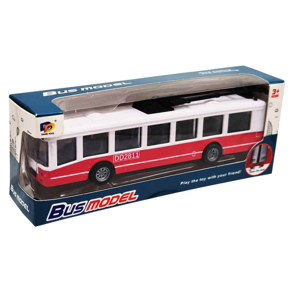 Детский инерционный троллейбус Bambi DD2813AC(Red) открываются двери