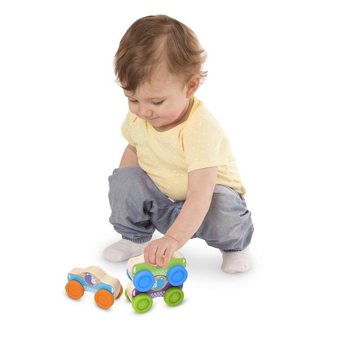 Набір дерев'яних машинок-пірамідок для малюків Melissa&Doug MD40129, 3 елементи