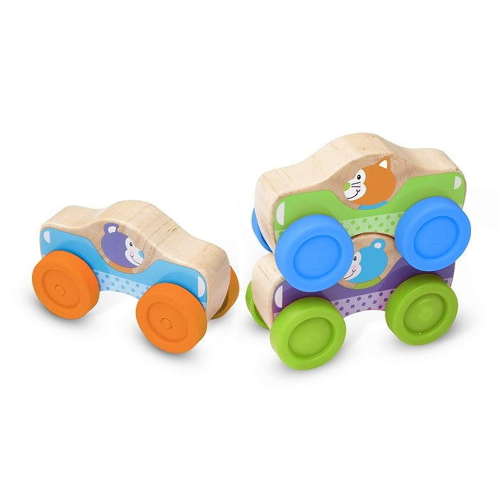 Набір дерев'яних машинок-пірамідок для малюків Melissa&Doug MD40129, 3 елементи