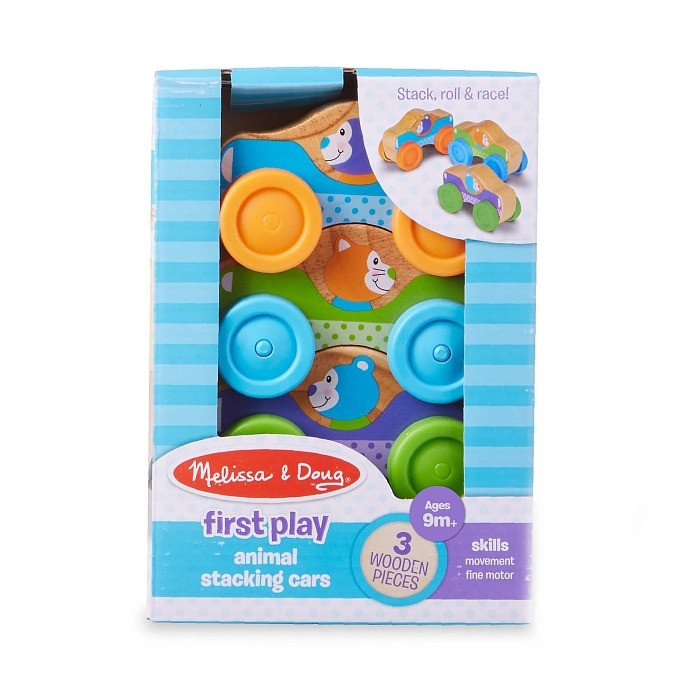 Набір дерев'яних машинок-пірамідок для малюків Melissa&Doug MD40129, 3 елементи
