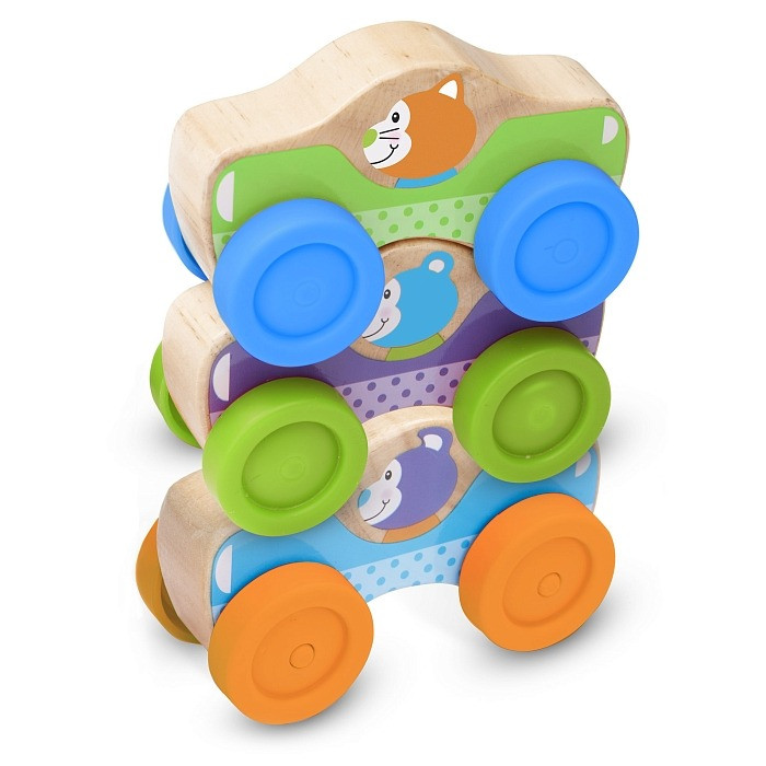 Набір дерев'яних машинок-пірамідок для малюків Melissa&Doug MD40129, 3 елементи