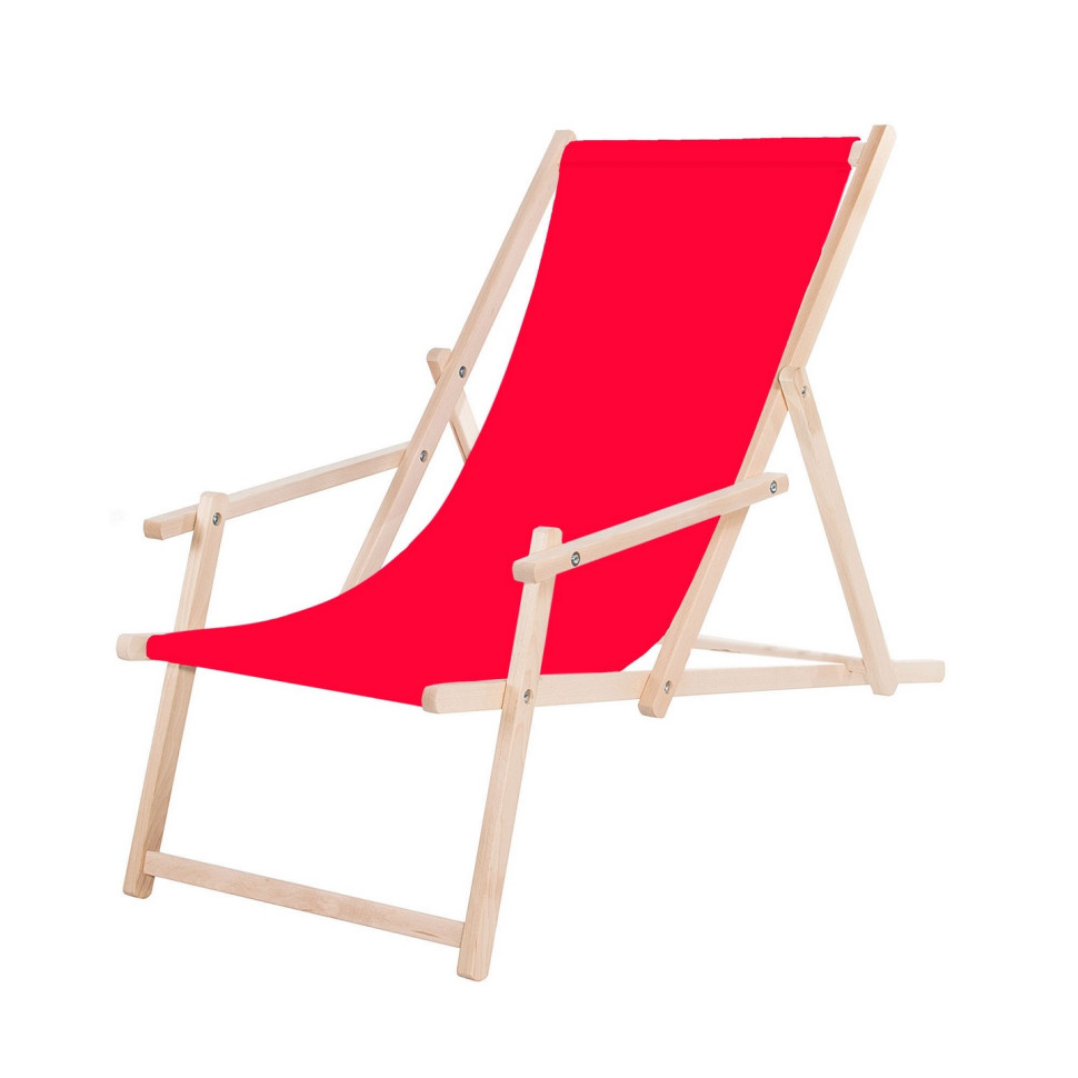 Шезлонг кресло-лежак для пляжа Springos DC0003 RED 60х139 см, деревянный