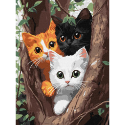 Картина по номерам "Котики на дереве" &copy;art_selena_ua Идейка KHO6736, 30х40 см