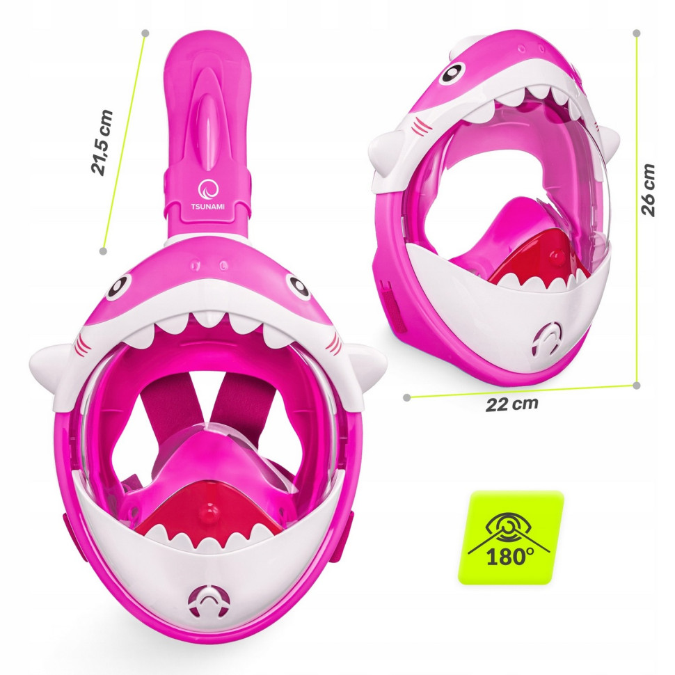 Маска для снорклинга полнолицевая Shark TSUNAMI P-5905973405430 Pink 