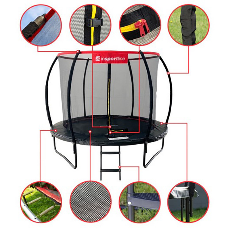 Батут с внутренней сеткой Flea PRO inSPORTline 23878ISL черный 244 см 