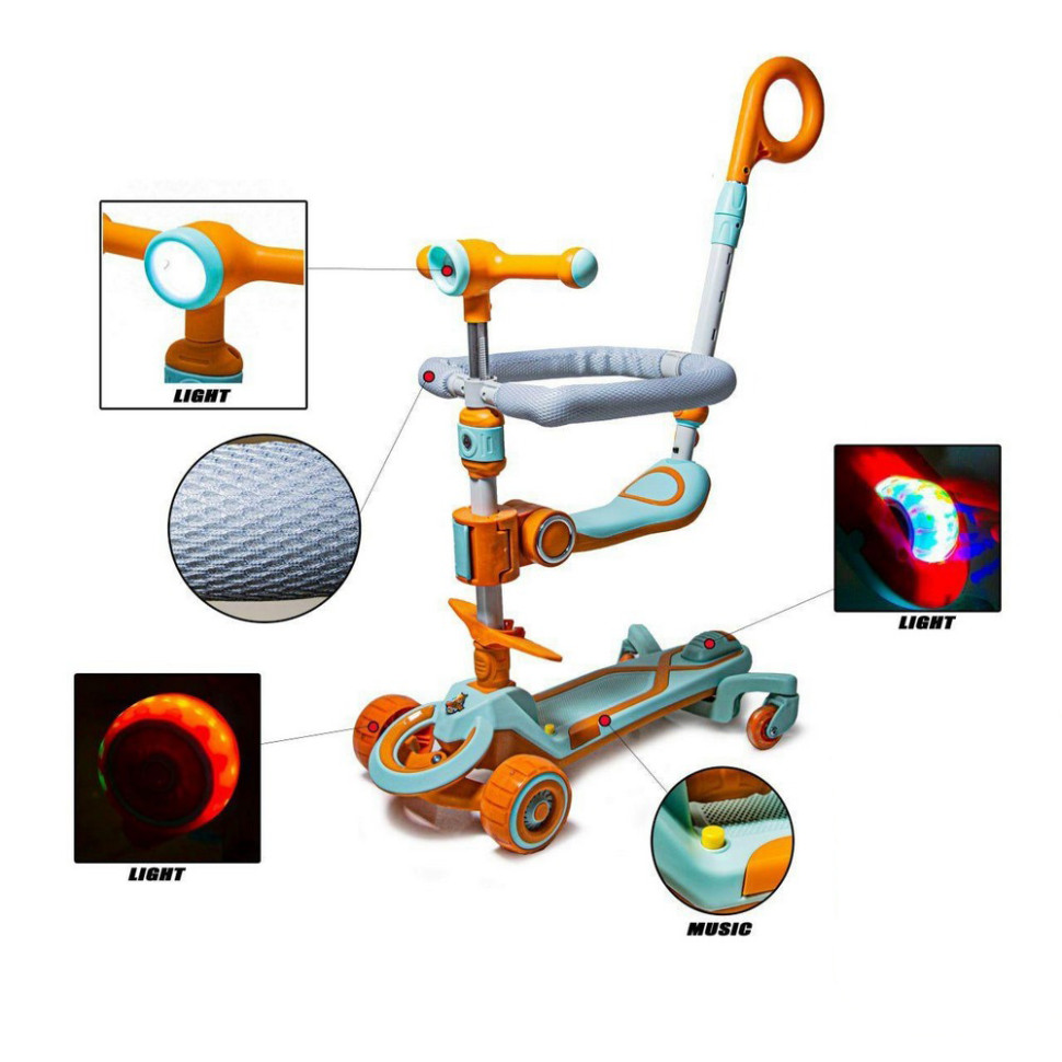 Самокат детский 3-х колесный 5 в 1 Smart N-388 Bambi 49336349 до 25 кг
