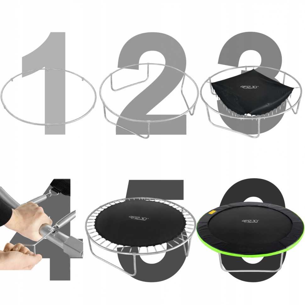 Батут із внутрішньою сіткою Premium 4FIZJO 4FJ0605 Black/Green 12FT 374 см