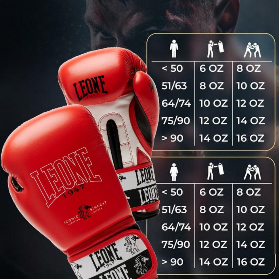Боксерские перчатки GN208 ICONIC Leone GN208_Red_10oz 10 унций (бинты в комплекте)
